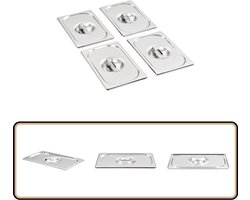 Roestvrijstalen deksels GN 1/4 - Set van 4 stuks Schaaldeksels - Roestvrijstaal - GN 1/4 - Keukenaccessoires - Horeca Artikelen