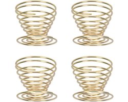 Roestvrijstalen Eierdopjes - Set van 4 - Mini Eierhouder - Keuken Accessoires - Goudkleurig