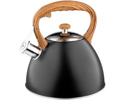 Roestvrijstalen Fluitketel 2.5L met Houten Handvat - Voor Inductie, Gas en Elektrische Fornuis