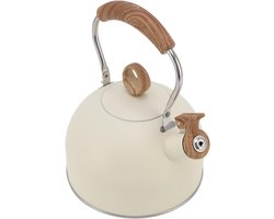 Roestvrijstalen Fluitketel 25L Snelle Verwarming Theepot met Grote Capaciteit - Beige, Geschikt voor Elektrisch Fornuis & Gasfornuis