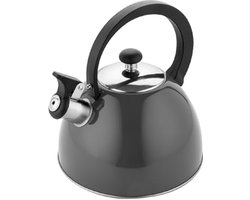 Roestvrijstalen Fluitketel 2.5L | Traditionele Waterkoker voor Inductie, Gas en Elektrische Fornuizen | Grijze Waterkoker met Bakelite Handvat