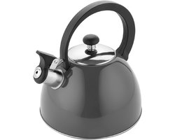 Roestvrijstalen Fluitketel 2.5L | Traditionele Waterkoker voor Inductie, Gas en Elektrische Fornuizen | Grijze Waterkoker met Bakelite Handvat