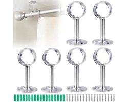 Roestvrijstalen gordijnroedes - 6 stuks - voor wand- of plafondmontage