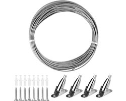 Roestvrijstalen kabel 2 mm x 10 m met PVC-coating - ideaal voor gordijnen, waslijn en hanglamp - verstelbaar in lengte