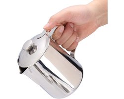 Roestvrijstalen Koffiekan met Opschuimkan en Deksel (600ml) voor Thuis en Kantoor