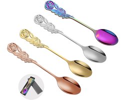Roestvrijstalen Koffielepel Set van 4 Kleuren - 13 cm - Cadeau voor Koffieliefhebbers