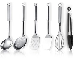 Roestvrijstalen kookgerei set - 6 stuks - keukengereedschap - essentieel