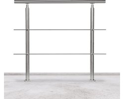 Roestvrijstalen leuning - Balkon reling balustrade - Trappen huis tuin - 2 dwarsliggers gepolijst - 100 cm lengte