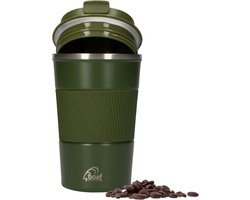 Roestvrijstalen Mok - To Go Beker - Warme Dranken - Lekvrije Dop - 380 ml - Groen
