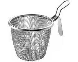 Roestvrijstalen pastamandje - Fijnmazige zeef met handvat - voor noedels, dumplings en voedsel - zilver - 11.5×7.4cm
