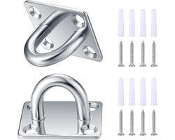 Roestvrijstalen plafondhaken - 2 stuks schommelhaken - bokszakbevestiging - hangmathouder - plafondhouder voor ophanging, hangmat, bokszak, yoga, zware belasting, belastbaarheid tot 200 kg