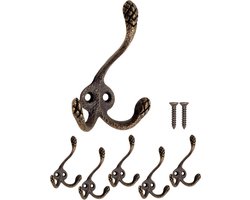Roestvrijstalen Rustieke Kapstok Haken - Smeedijzer Look - Set van 5