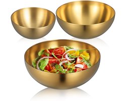 Roestvrijstalen Schalen - 3-delige set - Goud - 15 cm, 20 cm, 25 cm