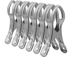 Roestvrijstalen Strandlaken Clips 6 Stuks - Grote Strandlaken Klemmen voor Was, Strandlaken en Badlaken - Windbestendige Metalen Klemmen voor Tapijt - Zomer Strandaccessoire