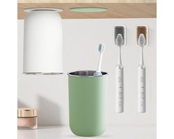 Roestvrijstalen Tandenborstelbeker - Mondspoelbeker Houder - Badkamer Organisatie - Magnetische Wandmontage - 350 ml - Wit Groen Grijs Oranje