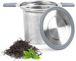 Roestvrijstalen theezeef - groot formaat - met deksel - hygiënisch