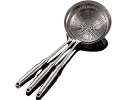 Roestvrijstalen Vergiet - Keukenzeef Skimmer - Frituren Groenten Scheppen - Verdikde Anti-verbranding Grip - 18 cm - Zilver