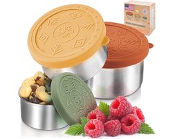Roestvrijstalen Voedselcontainers Set van 3 - Metalen Lunchbox Snackbakjes voor Kantoor en Thuisopslag - Lekvrije Deksels