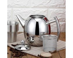 Roestvrijstalen waterkoker - 1 liter - Waterkoker met filter - Stijlvol design - Gemakkelijk schoon te maken