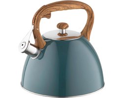 Roestvrijstalen Waterkoker 2,5 l met Houten Handvat en Automatisch Fluitje