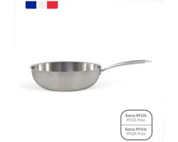 Roestvrijstalen wok - LIVOO - MEP162 - Ø 28 cm - Roestvrij staal - Alle branders inclusief inductie en oven - Made in France