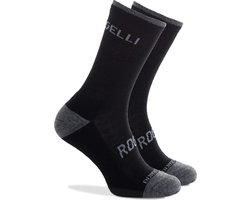 Rogelli Merino Wool Winter Fietssokken - Wielrensokken Extra Hoog - Zwart - Maat 44/47