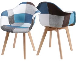 Roggi® Eetkamerstoelen – Eetkamerstoelen Set van 2 - Kuipstoelen - Eetkamerstoelen met Armleuning - Stoel - Stoelen - Blue - Houten Poten - Fauteuil – Zithoogte 39 cm