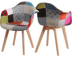 Roggi® Eetkamerstoelen – Eetkamerstoelen Set van 2 - Kuipstoelen - Eetkamerstoelen met Armleuning - Stoel - Stoelen - Red - Houten Poten - Fauteuil – Zithoogte 39 cm