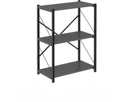 ROI - Opbergrek Met 3 Planken - Woonkamer - Slaapkamer 32 x 60 x 70 cm - Antraciet / Zwart - Open Planken - Voor Kantoor