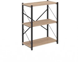 ROI - Opbergrek Met 3 Planken - Woonkamer - Slaapkamer 32 x 60 x 70 cm - Honing Bruin / Zwart - Open Planken - Voor Kantoor