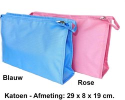 Rojafit Budget Toilettas Groot - Lichtgewicht - Katoen - Blauw - Afmeting: 29 x 8 x 19 cm.