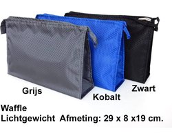 Rojafit Budget Toilettas Groot - Lichtgewicht - Waffle - Zwart - Afmeting: 29 x 8 x 19 cm.