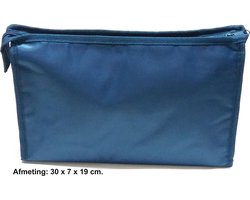 Rojafit - Luxe Toilettas - Glanzend Petrol Blauw - Groot -afmeting 30 x 7 x 19 cm.