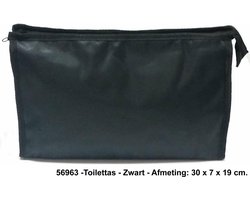 Rojafit - Luxe Toilettas - Glanzend Zwart - Groot -afmeting 30 x 7 x 19 cm.