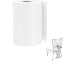 Rol Wit, 15 cm Breedte, 100 Meter Lengte - Polyester Decoratief Stof Voor Bruiloften, Thuis, Feesten En Tuin