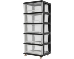 Rolbare ladenkast (5-laden) – Voor kantoor / thuis / opslag – multifunctionele plastic opbergorganizer – 40 × 33 × 98 cm, [kleur invoegen]