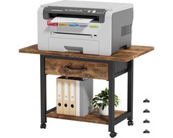 Rolbare Printerkast met Wielen en Stoffen Lade – 2-laags Bureau Organizer voor Thuiskantoor