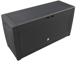 Rolbare Tuin Opbergbox Rotan-look 119 x 48 x 60cm - Antraciet - 310 Liter - Waterdicht - Met wielen en handgrepen