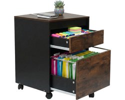 rolcontainer - bruin-zwart - 40x57x40 cm - met wielen