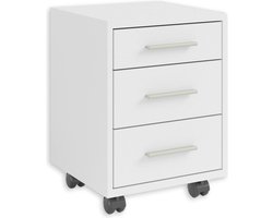 Rolcontainer bureau in wit met laden - mobiele kantoorkast - modern kantoormeubel - complete set - 40 x 56 x 40 cm (B-H-D) Ladeblok