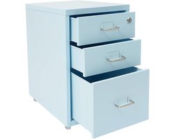Rolcontainer Bureaukast - Kantoorkast Laden - Documenten Opbergen - Met Wielen Verrijdbaar - 28x41x48 cm - Blauw