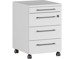 Rolcontainer Ergonoma Lichtgrijs - Met wielen - Met slot - Met lades - Breedte 42 cm - Diepte 49 cm - Hoogte 61 cm