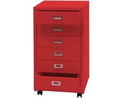 Rolcontainer MCW-L49, ladekast Stalen kast Archiefkast, metaal 75x40x41cm 6 laden ~ rood