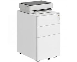 Rolcontainer met 3 laden - op wielen - afsluitbaar - met hangmappen - met penvak - 39x48x59 cm wit