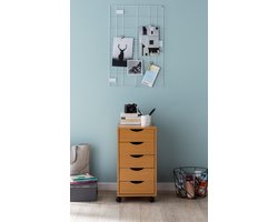 Rolcontainer - Sonoma - (MDF Hout) - Moderne kantoorcontainer met 5 laden - Staande container met wielen - 33x68x38 cm