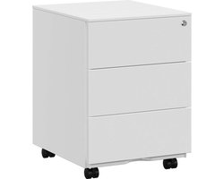 Rolcontainer, verrijdbare archiefkast, afsluitbaar, met 3 laden, opslag van dossiers, kantoorbenodigdheden, voorgemonteerd, kantoor, thuiskantoor, 39 x 45 x 55 cm (L x B x H), wit OFC63WT