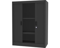 Roldeurkast - archiefkast met roldeur - Povag - 105x80x40 cm - Zwart - 2 legplanken - 45 kg per legplank - kantoor kast - BRP.106.01