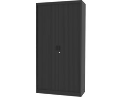 Roldeurkast - archiefkast met roldeur - Povag - 195x100x45 cm - Zwart - 4 legplanken - 45 kg per legplank - kantoor kast - BRP.102.01
