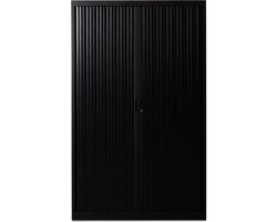 Roldeurkast Basic 195 x 120 Cm - 45 Cm Diep - Zwart - 4 Legborden - Inclusief Slot - 2 Sleutels