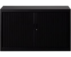 Roldeurkast Basic 73 x 120 cm - 45 cm Diep - Zwart - 1 Legbord - Slot en 2 sleutels